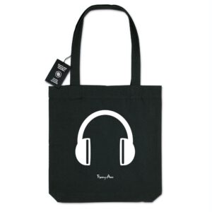 Funny Headphones re-tote bag black