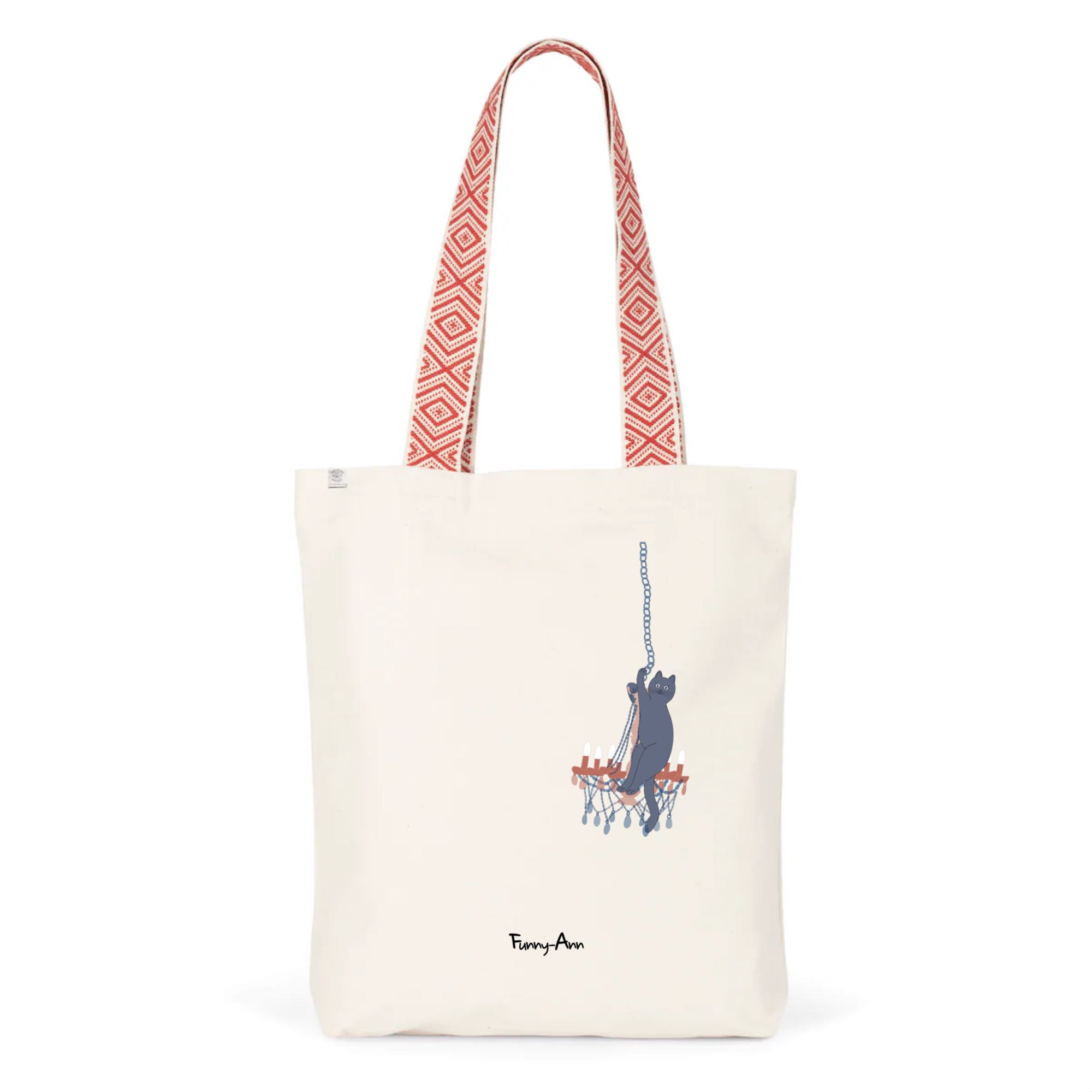 Mew in the Chandelier ethnic tote bag