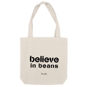 believe in beans tote bag